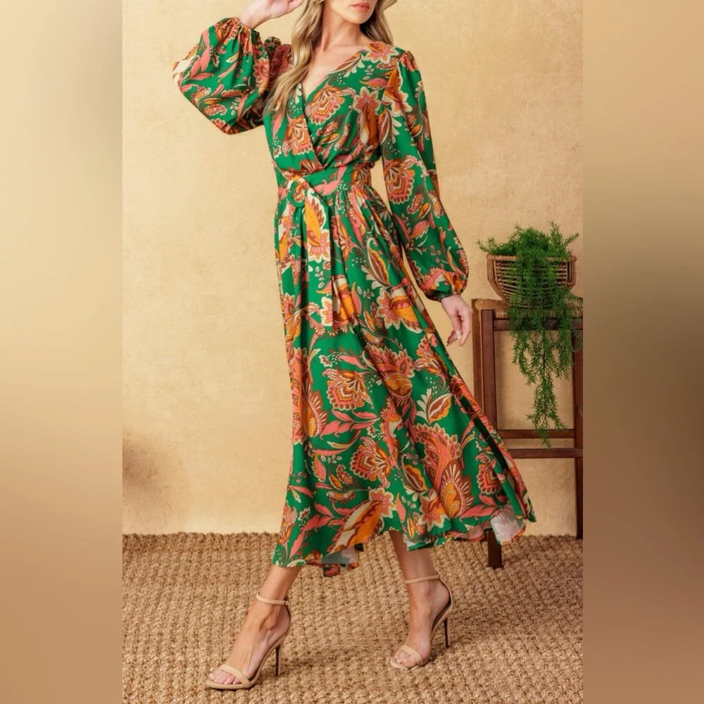 Flaying Tomato SUNNYSIDE FLORALS WOVEN MIDI DRESS size L pristine condition - Picture 10 of 17